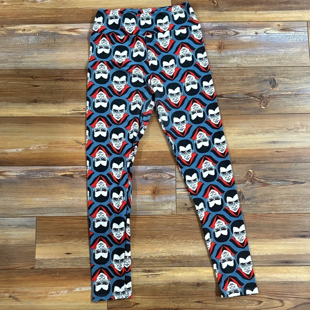 LuLaRoe OS Leggings with Vampire Print in Black, Red, and Gray